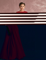 Bourgogne robe de soirée dentelle mousseline Illusion de mère Half Sleeve étage longueur formelle robe