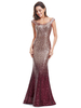 Bourgogne robe de soirée sirène Sequin robe formelle sans manches étage longueur robe de Occasion