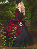 Bourgogne rétro Costumes femmes dentelle volants Polyester tunique robe rétro Marie Antoinette Costume fête robe de bal
