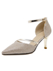 Bout pointu pompes Stiletto paillettes métalliques or Ankle Strap Mid chaussures à talons