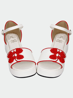 Boutons de Style chinoise rouge blanc Qi Lolita sandales plate-forme Déguisements Halloween
