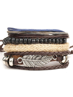 Bracelet Boho féminin Bracelet enroulé brun chic aux formes ethniques Multi-couches