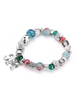 Bracelet chic en cristal de boho bleu pour femmes avec une décoration déléphant en argent