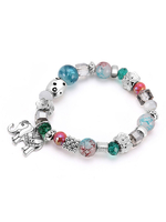 Bracelet chic en cristal de boho bleu pour femmes avec une décoration déléphant en argent