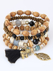 Bracelet doux en bois casual avec frange Pendentif Éléphant