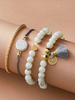 Bracelet Femme Blond Tissé Métal Non Pierre Rond Brillant Boule Chaîne Géométrique Bracelets