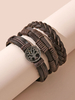 Bracelet Femme Café Marron Crochet Faux Cuir Non Pierre Tissage Chaîne Bracelets En Détresse