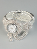 Bracelet manchette montre bracelet à quartz cadran rond avec chaîne strass