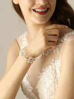 Bracelet nuptiale de mariage poignet corsage perles argent strass