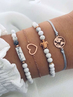 Bracelet Pour Femme Blanc Lacets Faux Cuir Non Pierre Multi Chaîne Bracelets Tissés