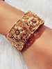 Bracelet pour femme blonde découpée bracelets en métal imprimé floral