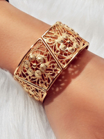 Bracelet pour femme blonde découpée bracelets en métal imprimé floral