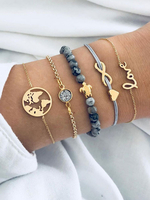 Bracelets de charme dor strass 5 Pieces Bracelet ensembles pour les femmes