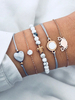 Bracelets en or charme femmes strass de coeur 5 ensembles de bracelet