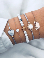 Bracelets en or charme femmes strass de coeur 5 ensembles de bracelet