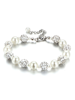 Bracelets Femmes Bracelet Argent Shamballa En Métal Imitation Perle