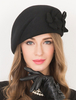 Béret noir laine fleurs clapet élégant Costume chapeau des femmes Déguisements Halloween
