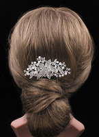 Bridal peigne Aolly argent strass perle Imitation accessoires pour cheveux