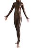 Brillant métallique Zentai costume collant brun foncé pour femmes Déguisements Halloween