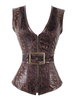 Brown Steampunk Corset Metallic Buckle Octet Vintage Costume pour femme Déguisements Halloween