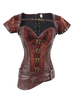 Brown Steampunk Corset Metallic Jacquard Zipper Femmes Costume Rétro Déguisements Halloween