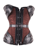 Brown Steampunk Corset Zipper Métallique Boucle Rivet Jacquard Femmes Rétro Costume Déguisements Halloween