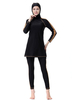 Burkini Noir Femme Maillot De Bain Musulman Bicolore À Capuche