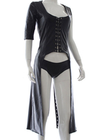 Bustier 2 pièces à lacets Steampunk à col bijou noir pour femmes