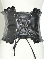 Bustier Lolita Noir Corset Lolita en Synthétique avec oeillets et collerette Déguisements Halloween