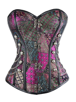 Bustier violet Steampunk Corset chaîne métallique Jacquard rétro pour les femmes Déguisements Halloween