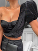 Bustiers Corsets Lingerie Corset Pour Femmes Noir Sexy Imprimé Sans Bretelles Manches Courtes Polyester Sexy Top