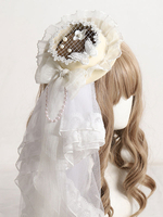 Butterfly Lolita Hat Accessoire Polyester Ecru White Lolita Accessoires