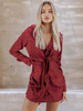 Cadeau Saint Valentin Robe de Chemsier Courte Imprimé Femme à Col V à Lacets Coupe Cintrée Bicolores Robe Femme