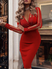 Cadeau Saint Valentin Robe Moulante Courte Femme Sexy à Col Décolleté en V avec Manches Longues Coupe Cintrée avec Boutonnages Bicolores Robe Sexy