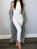 Café marron col bijou sans manches fermeture éclair en couches polyester skinny été une pièce tenue
