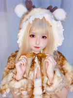Café Marron Lolita Poncho Polyester À Lacets Volants Hiver Lolita Outwears