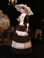 Café Marron Rétro Costumes Robe Femmes Renaissance Marie Antoinette Costume Vintage Fête Robe De Bal Robe De Soirée Médiévale