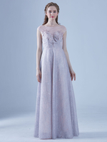 Cameo robe de soirée marron une ligne illusion décolleté longueur plancher sans manches fermeture éclair perlée paillettes Maxi robes de soirée sociale