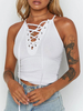 Cami blanc à lacets Camisoles sexy en coton pour les femmes