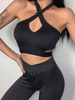 Cami noir haut bretelles cou mélange de coton sexy femmes camisoles
