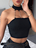 Cami noir Top Jewel Neck Chains Cotton Blend Casual Camis pour les femmes