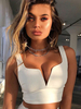 Cami Top Blanc Femmes Col En V Sans Manches Dos Nu Sexy Camis