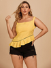 Cami top grande taille pour femmes bretelles cou sans manches volants Polyester surdimensionné hauts décontractés