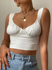 Camisole blanche à col en V en polyester plissé sexy femmes Camis
