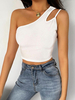 Camisole blanche à une épaule en mélange de coton décontracté pour femmes
