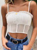 Camisole blanche en coton à bretelles fines en polyester sexy pour femme