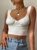Camisole blanche sexy col en V plissé dos nu femmes camisoles