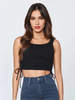 Camisole bleu ciel clair col en U cordon de serrage Polyester Convertible Chic femmes Camis