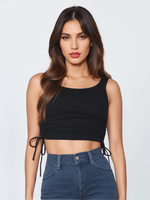 Camisole bleu ciel clair col en U cordon de serrage Polyester Convertible Chic femmes Camis