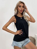 Camisole Haut Sexy Femme avec Bretelles à Col Rond Uncolore Top Sexy